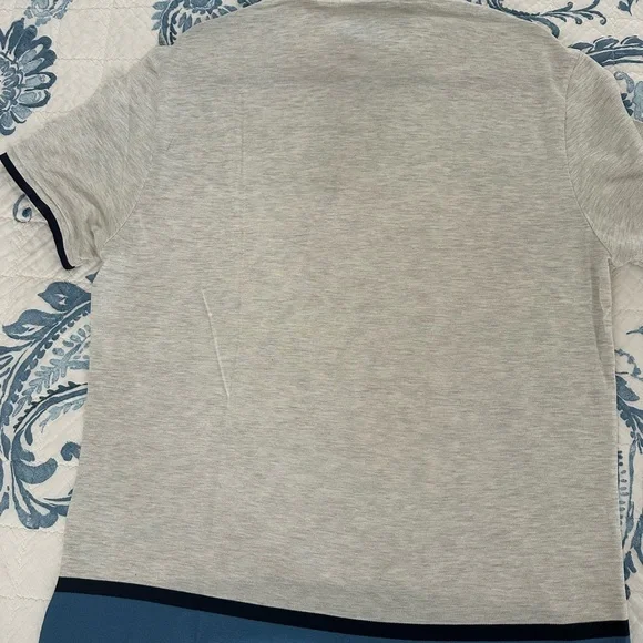 Lacoste Men's Light Gray Polo Shirt with Navy Accents - Picture 10 of 11